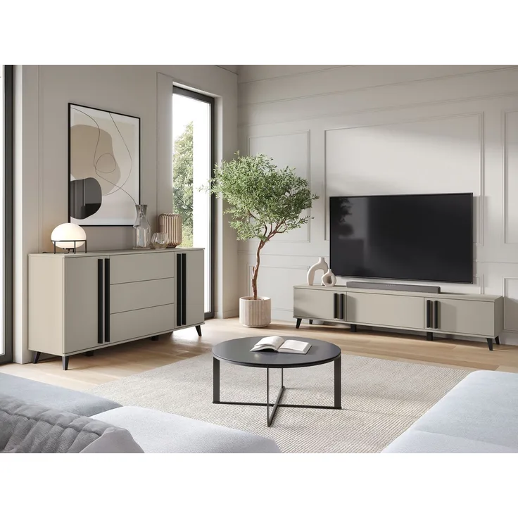 Wohnzimmer-Set Hailea III (Farbe: Congo / Congo + Schwarzer Graphit)