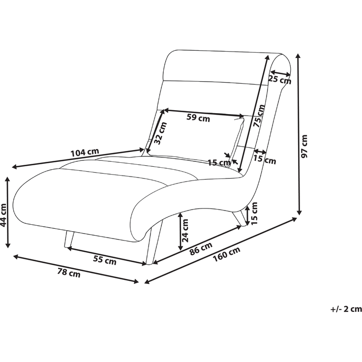 Chaiselongue RIVES Kunstleder Hellbraun – Bild 2