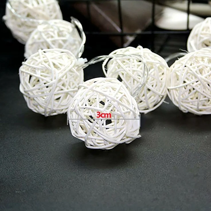 ABC LED-Lichterkette mit Rattankugeln, 3 m, 20 LED – Bild 4