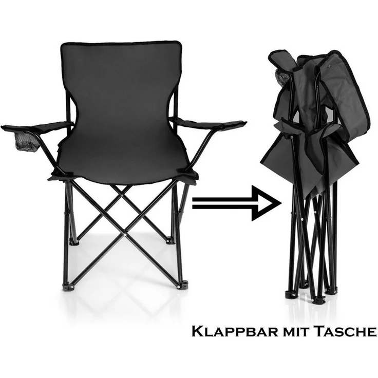 BigDean Campingstuhl Faltstuhl Campingstuhl Anglerstuhl Getränkehalter Klappstuhl (Packung, 1 St), Schwarz, Klappbar, Getränkehalter, Tragetasche – Bild 3