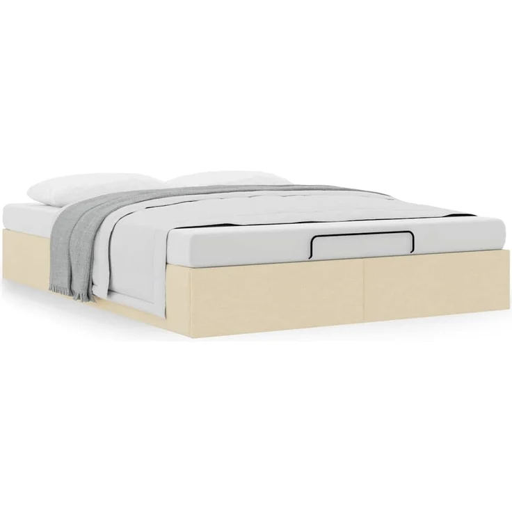 vidaXL Ottoman-Bett ohne Matratze Creme 140x200 cm Stoff 3310887 – Bild 3