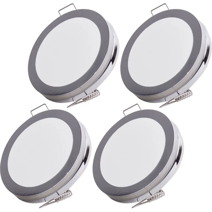 4er Set LED Einbaustrahler, rund, chrom, 8,5 cm