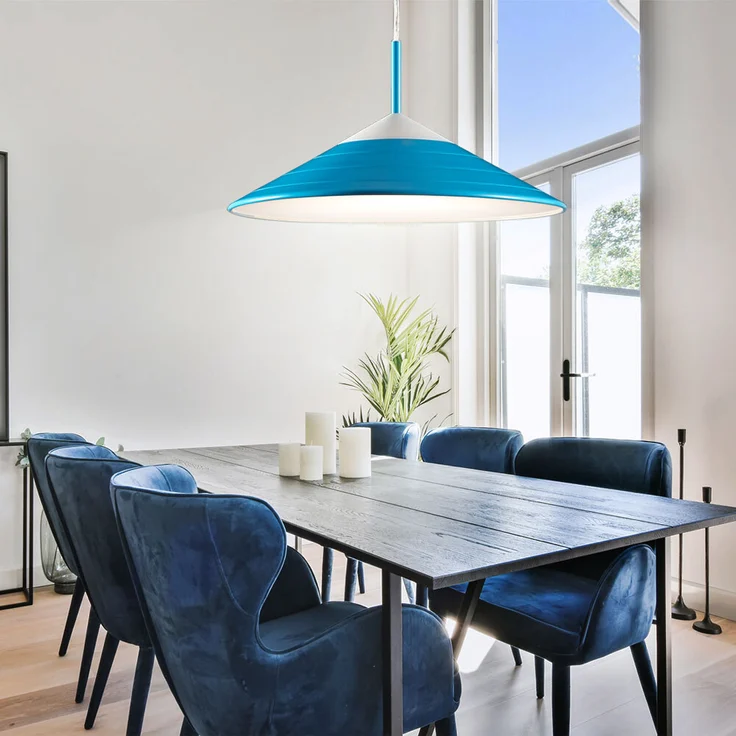 LED Hängeleuchte, Esszimmer, blau, warmweiß, H 150cm – Bild 3