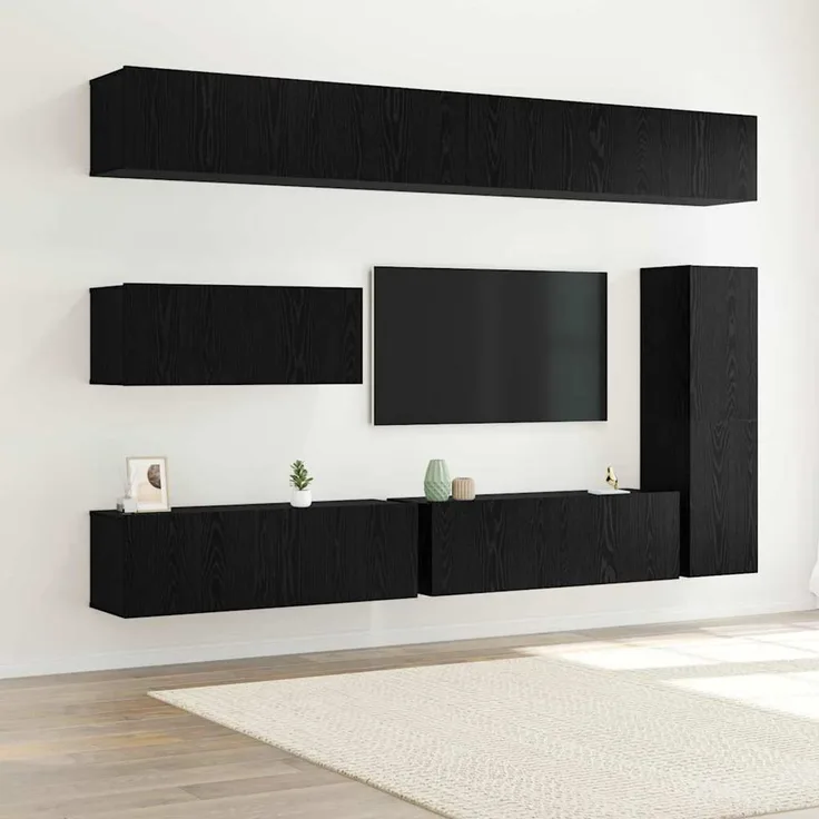 vidaXL TV Cabinet Set 7 stk. 30,5 x 30 x 110 cm Schwarz Eichen-Optik 3332588