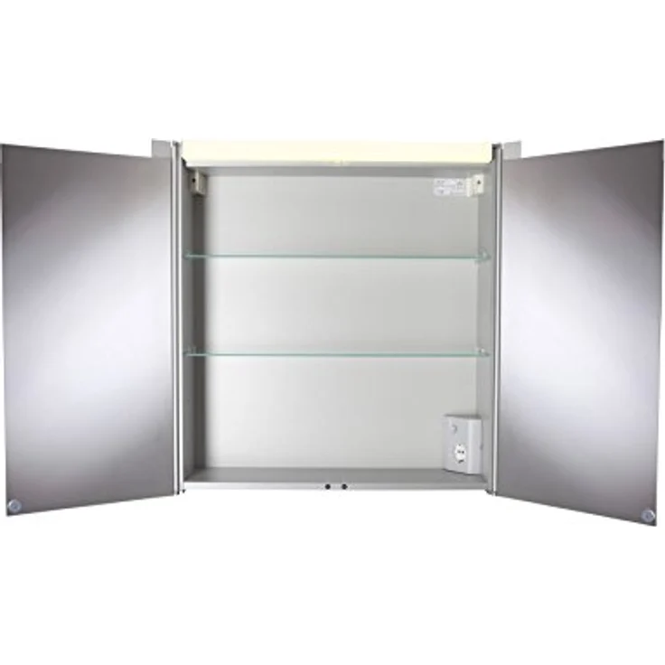 Jokey Spiegelschrank Tromsö, MDF mit 2 doppelverspiegelten Kristalltüren, LED-Beleuchtung, B x H: 63 x 69 cm – Bild 3