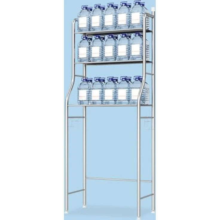 GarveeLife Toilettenregal, 3-stufiges Multifunktionsregal für das Bad, Regal Über der Toilette mit Aufbewahrungskörben, Platzsparendes WC-Regal, Leicht zu Montieren, 50 x 25 x 160 cm, Silber – Bild 4