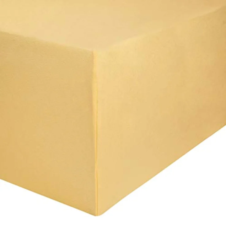 AVANTGARDE Premium Spannbetttuch - 180x200-200x220-40cm Steg - auch für Boxspringbett & Wasserbett - Spannbettlaken ca. 170g/m² - Bettlaken 100% Jersey Baumwolle, ÖKO-TEX (03 Hellgelb) – Bild 8
