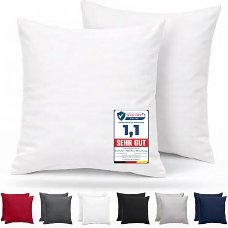 Komfortec Kissenbezug 80x80 cm 2er Set aus Gebürstet Mikrofaser mit Reißverschluss, Atmungskativ und Weich – Weiß – Bild 2