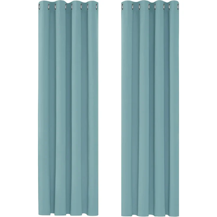 Deconovo Verdunkelungsvorhang Kälteschutz Gardinen Schlafzimmer Vorhang Blickdicht, 260x140 cm(HöhexBreite), Himmelblau, 2er Set – Bild 3