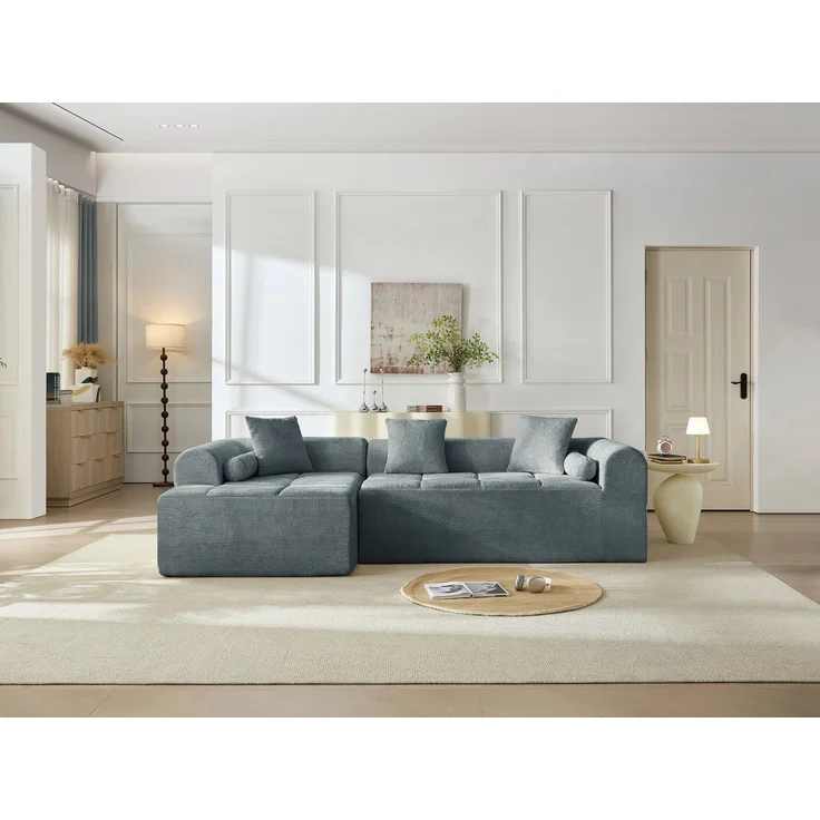 Sinaopus Ecksofa Modulares Sofa aus Chenille als Ecksofa mit Komfortpolsterung, Großzügiges Lounge Sofa mit tiefem Sitzbereich ohne Montage – Bild 4