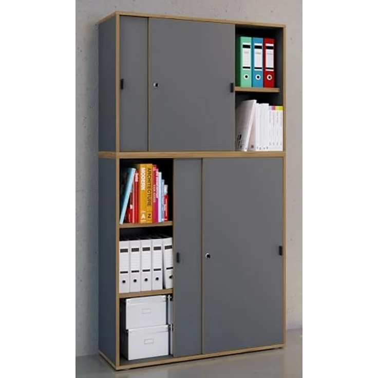 VCM Büroschrank Salia 920808 Anthrazit H. 183 x B. 100 x T. 37 cm – Bild 2