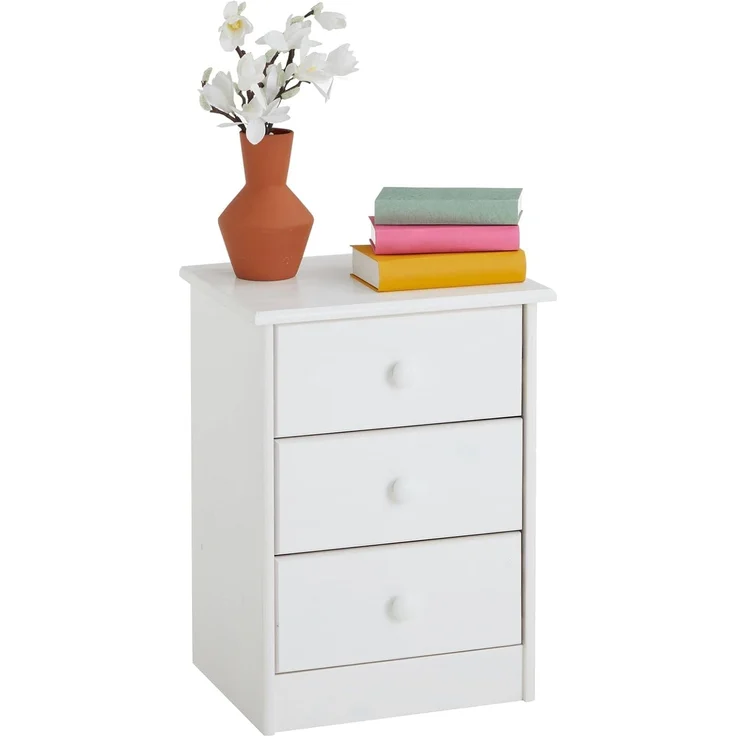 IDIMEX Nachtkommode RONDO, Nachttisch RONDO Kiefer massiv Kommode mit 3 Schubladen Landhaus Massi – Bild 1