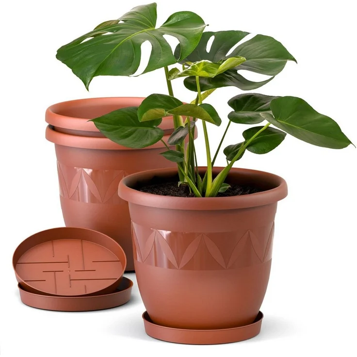 Plastard Pflanzkübel 3er, 5er, 10er Sets, Blumentopf mit passenden Untersetzer 15 - 40 cm (3 St, Blumenkübel ist Witterungs-, frost- und UV-beständig) – Bild 1