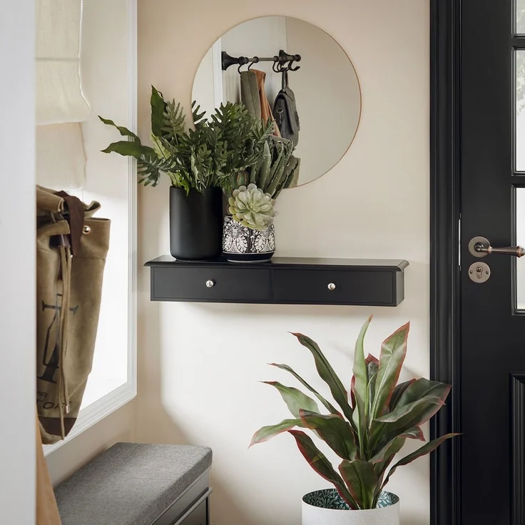 SoBuy FRG43-SCH Wandregal mit schublade, MDF, Lackiert, Schwarz, 64 x 10 x 15 cm – Bild 10