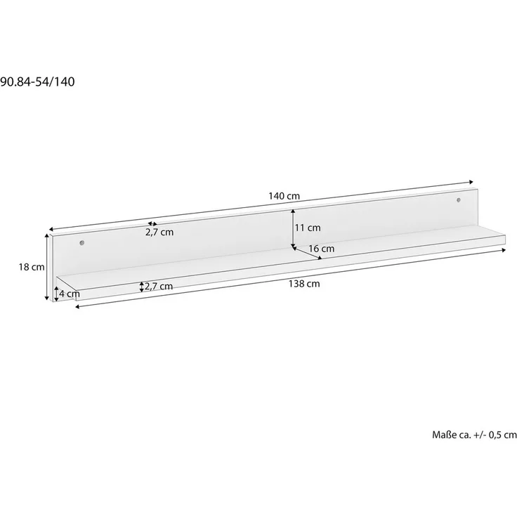 Wandablage Regal Ablage aus Buche Länge wählbar V-90.84-54