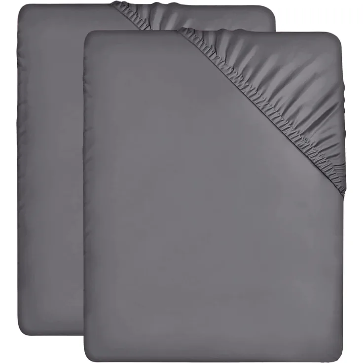 Utopia Bedding - 2er Set Spannbettlaken 90x200 cm - Grau - Gebürstete Mikrofaser Spannbetttuch - 35 cm Tiefe Tasche