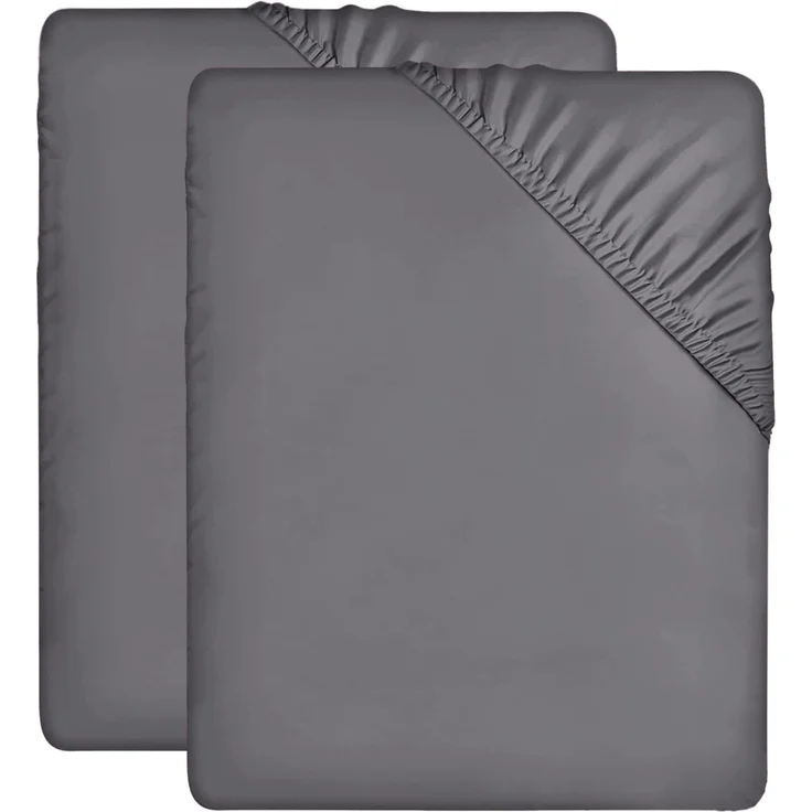 Utopia Bedding - 2er Set Spannbettlaken 90x200 cm - Grau - Gebürstete Mikrofaser Spannbetttuch - 35 cm Tiefe Tasche