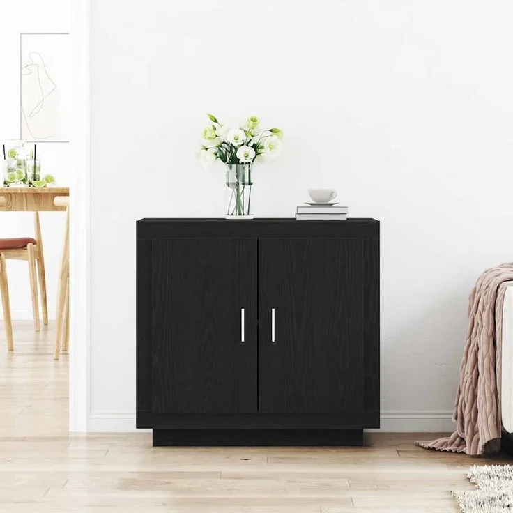 vidaXL Sideboard Schwarz Eichen-Optik 80 x 40 x 75 cm Holzwerkstoff 862749 – Bild 3