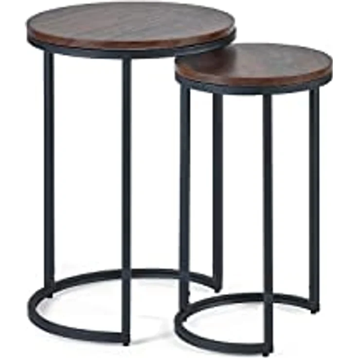 Julian Bowen Tribeca, runde Beistelltische, Walnussoptik/Schwarz – Bild 2