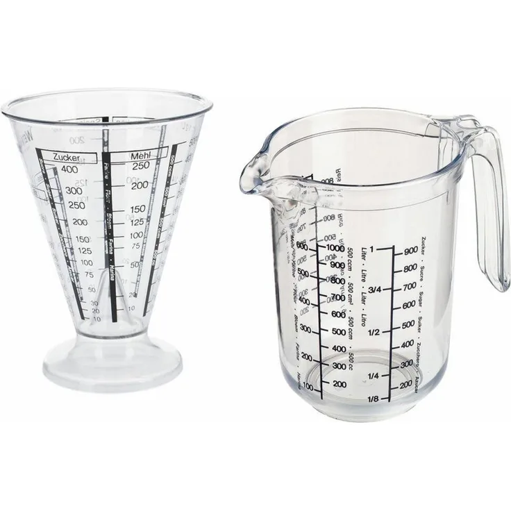 WESTMARK Messbecher Set, 2-tlg.: 1 Messkanne + 1 Messbecher, Füllvolumen: 0,5 + 1 Liter, SAN