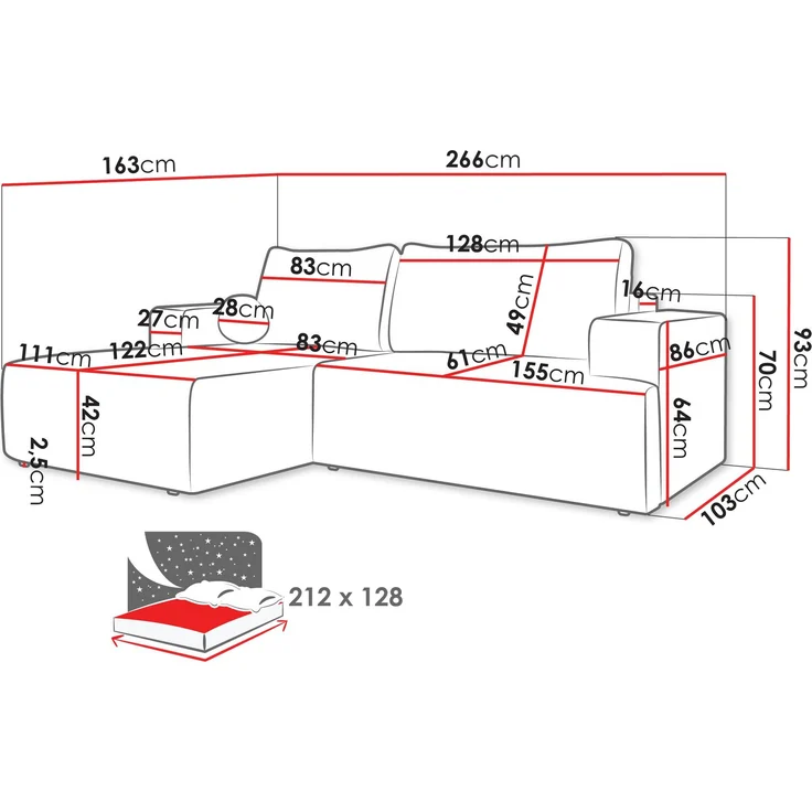 Ecksofa Mivo (Farbe: Fredo 15, Seite: Rechts) – Bild 5