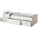 Stella Trading Boro Bett 90x200 cm, Holz, Weiß, 204 x 95 x 66 cm