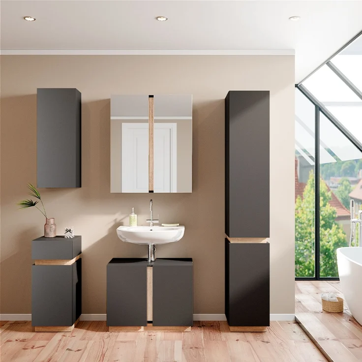 Badspiegelschrank Gloria Anthrazit 70.4 x 84 cm mit 2 Türen Vicco – Bild 4