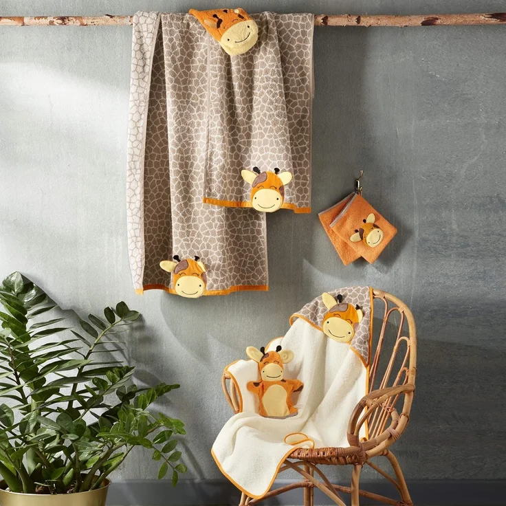 Erwin Müller Waschhandschuh Kinder-Waschhandschuh "Giraffe" 2er-Pack, (2-St), Walk-Frottier Uni – Bild 4