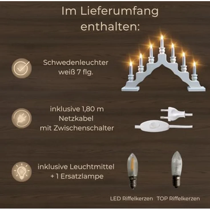 Weigla LED Lichterbogen Schwede, Made in Germany (1-tlg), 7-flammig – Bild 6