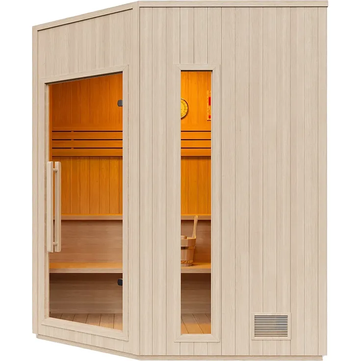 Vente-unique - KOTKA Sauna Holz, Platte Beige - B 150 cm x H 200 cm x L 150 cm – Bild 3
