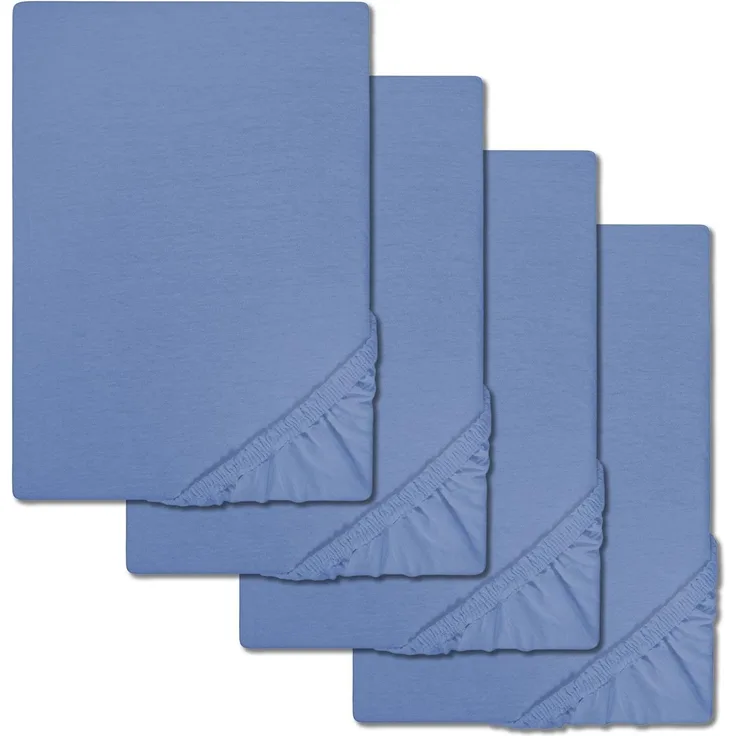 4er-SetCloudComfort Basic Spannbettlaken Jersey-Stretch blau 180 x 190 - 200 x 200 cm (4 Stück)