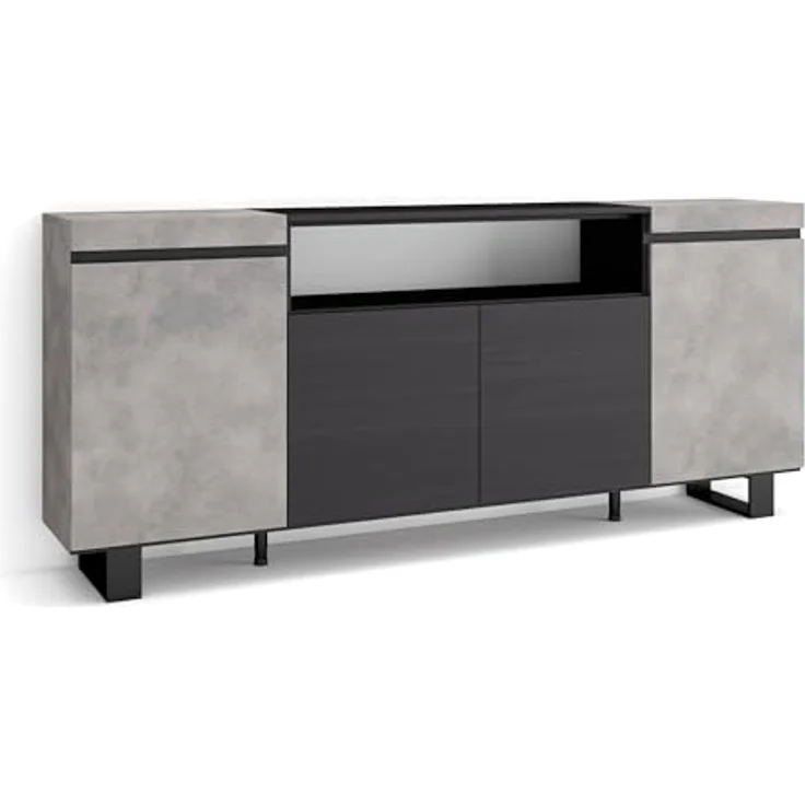 Skraut Home | Sideboard, Highboard | Kommode, Komodenschrank | 200x87x35cm | 4 Türen | Industriedesign | Moderner Stil | Zement – Bild 1