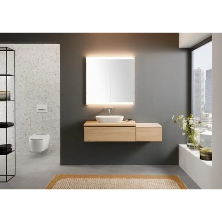 Geberit ONE Spiegelschrank mit ComfortLight, 2 Türen, Unterputzmontage, 90 x 90 x 15 cm, 505.803.00, Farbe: Aluminium eloxiert - 505.803.00.1 – Bild 2
