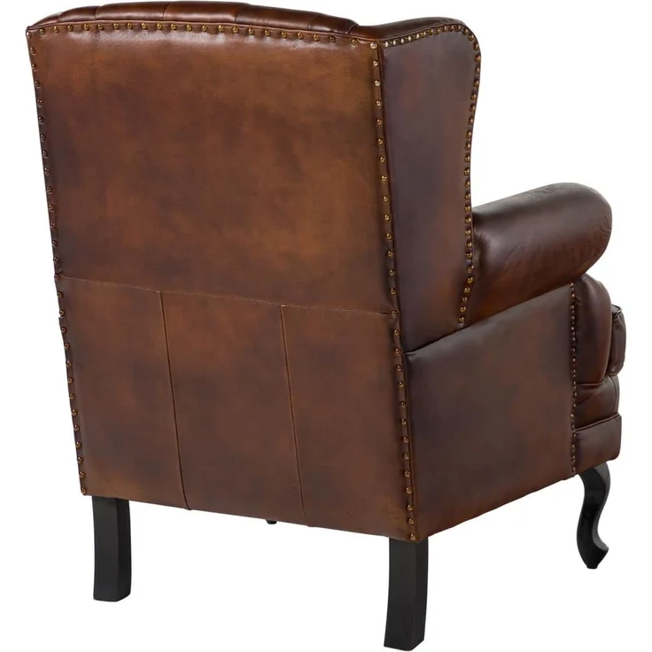 Ohrensessel Echtleder 88x80x108 braun CHESTERFIELD #101 – Bild 10