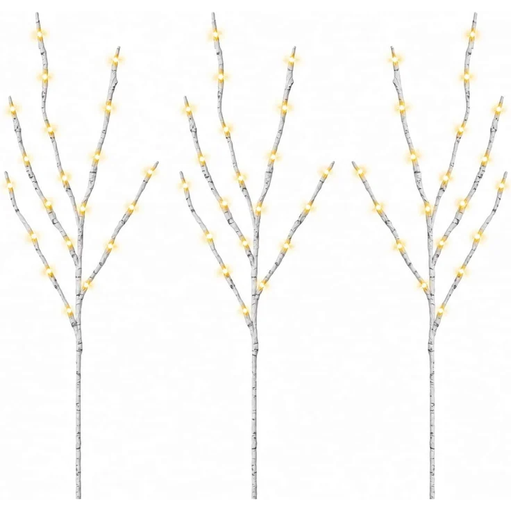 vidaXL LED-Kupferzweig Weihnachtsdekoration 3 stk. Weiß 62 cm Stahl 42055399 – Bild 2