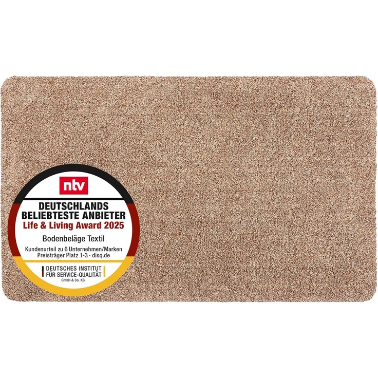 Astra Schmutzfangmatte innen waschbar 90x150 cm – Sauberlaufmatte beige 100% Baumwolle Matte - Entra SAUGSTARK - rutschfeste Fußmatte pflegeleicht