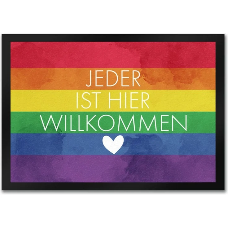 speecheese Fußmatte Jeder ist hier willkommen Fußmatte in 35x50 cm mit Regenbogenfahne – Bild 3