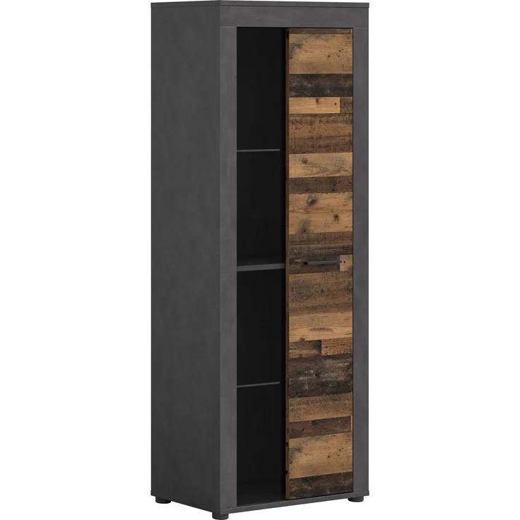 xonox. home Wohnen Jam X8BB4T10 Vitrine Glasvitrine Dekoschrank Glas-Kommode in Old Wood/Matera Nachbildung, ca. B/H/T: 60 x 159 x 35 cm – Bild 1