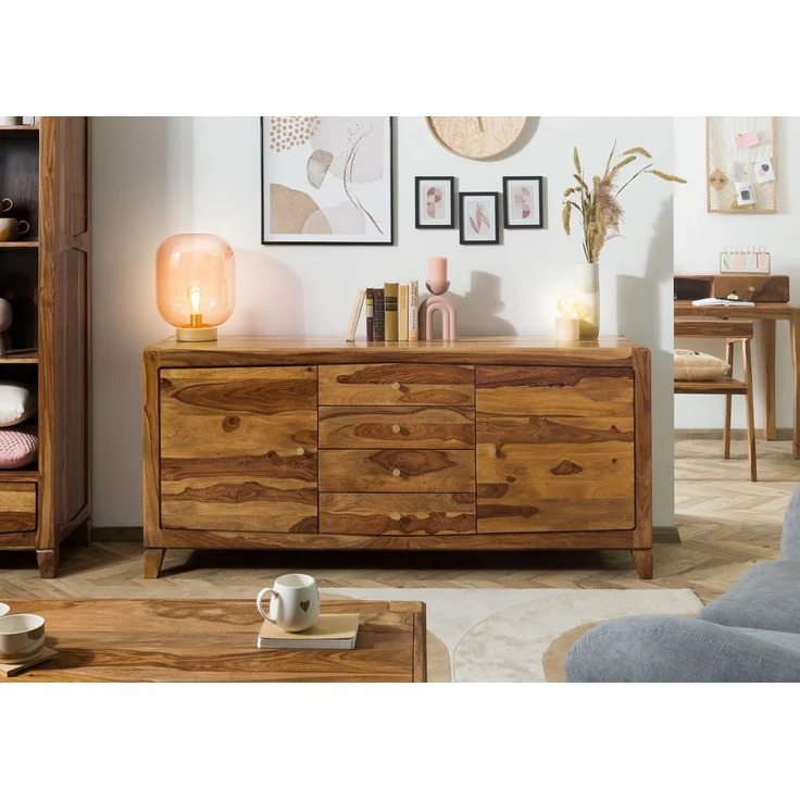 Sideboard Sheesham 175 x 45 x 80 braun lackiert ANCONA #123 – Bild 9