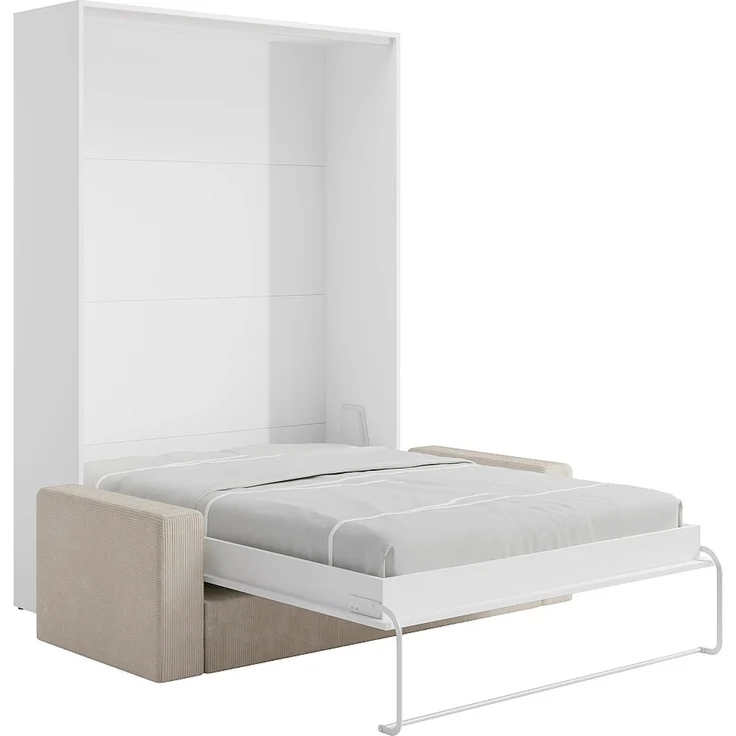 Vente-unique - BEGANIO - Schrankbett - Metall - Weiß - 180 x 239.2 x 225 cm – Bild 3