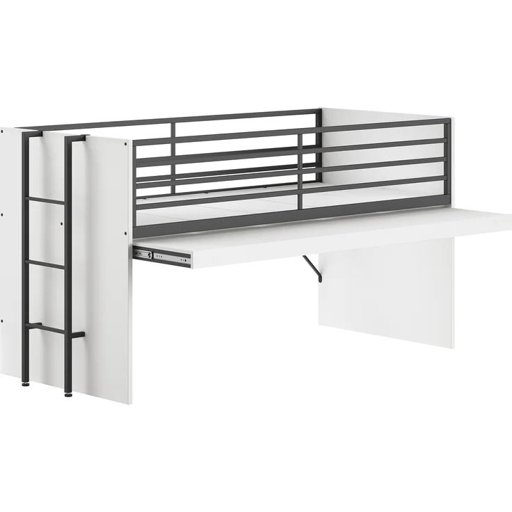 Halbhohes Bett mit Schreibtisch Sam 98 x 219 x 116.6 cm Spanplatte Melamin Dekor – Bild 4