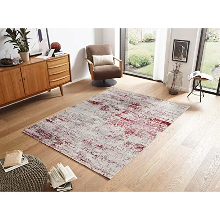 Novel Webteppich Antea, rechteckig 80x150 cm, creme-rot, Vintage-Design, pflegeleicht, antistatisch, für Fußbodenheizung geeignet – Bild 1
