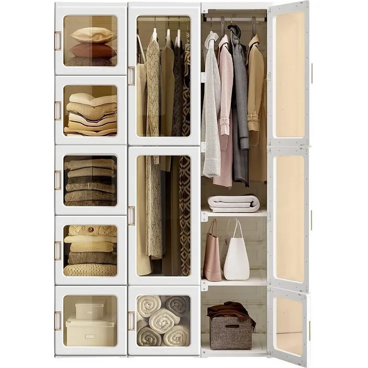 Dripex Kleiderschrank Faltbarer Schrank Mehrzweckschrank mit magnetische Türen Einfache Montage, faltbar