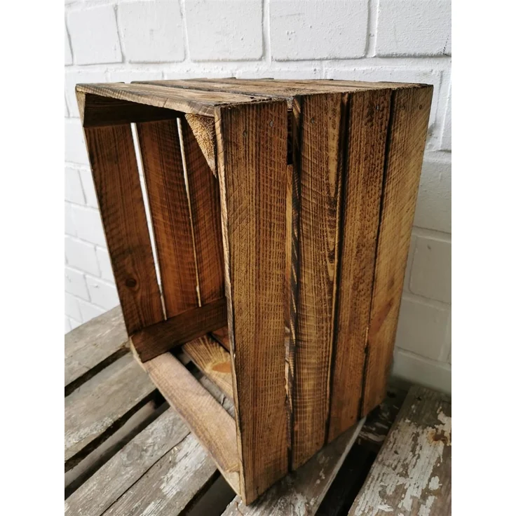 Obstkiste Weinkiste Holzkiste vintage geflammt 50x40x30 cm im 12er SET – Bild 9