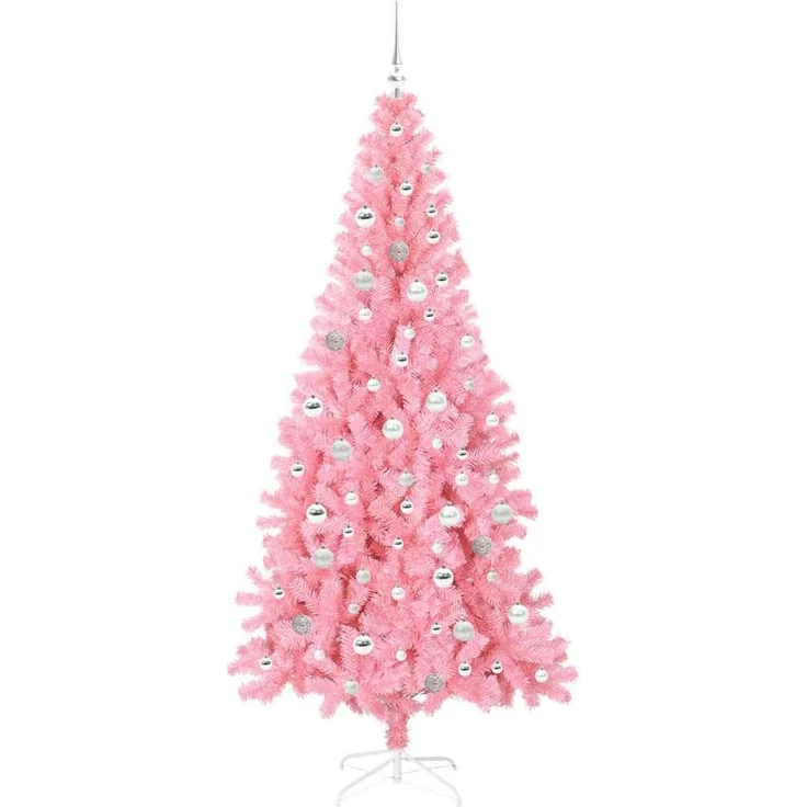 vidaXL Weihnachtsbaum mit LED-Beleuchtung Rosa 210 cm PVC und Stahl 3396443 – Bild 4