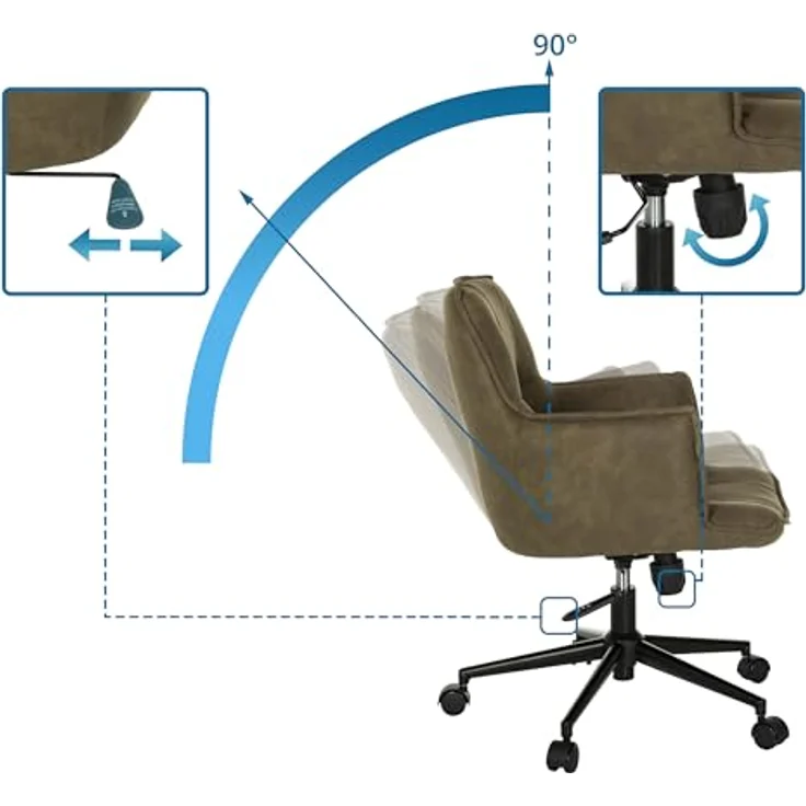hjh LIVING Homeoffice Stuhl gepolstert SOLAO Life Schreibtischstuhl höhenverstellbar, Stoffbezug Grün – Bild 5