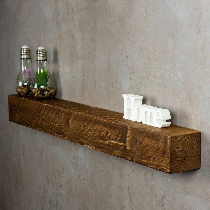 Levandeo® Wandregal, levandeo Wandregal Holz Massiv 100x10cm Nussbaum Farbig Wandboard – Bild 1