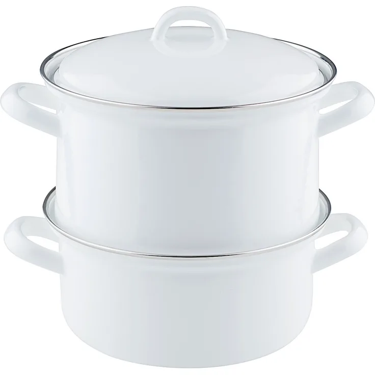 RIESS 0286-033 Kartoffelkocher mit Emailledeckel 18 cm, Classic Weiss / Dünsttopf