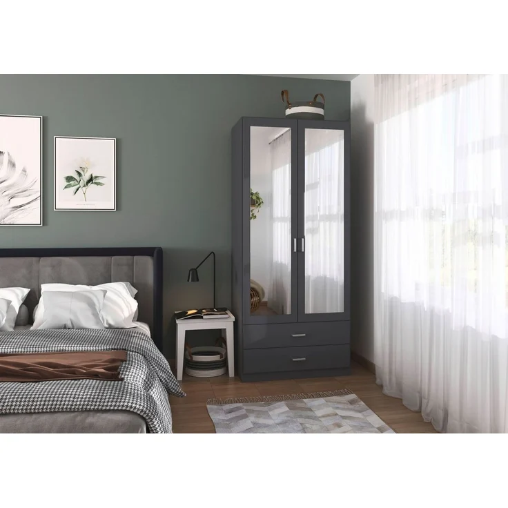 rauch Kleiderschrank Schrank Garderobe Mehrzweckschrank Schlafzimmer Ankleide Möbel GAMMA (in 3 Ausstattungen BASIC/CLASSIC/PREMIUM (inkl. SOFT-CLOSE-Funktion) Graumetallic, 91 cm breit, 2 Schubladen MADE IN GERMANY – Bild 2