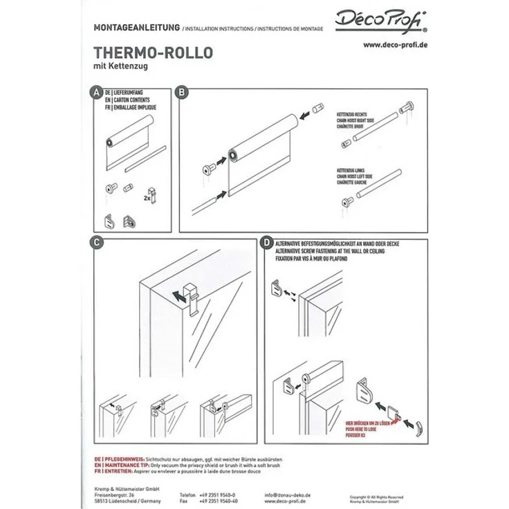 Verdunklungsrollo Thermorollo ohne Bohren, DécoProfi, verdunkelnd, mit Bohren/ohne Bohren, Fenster- oder Wandmontage – Bild 4